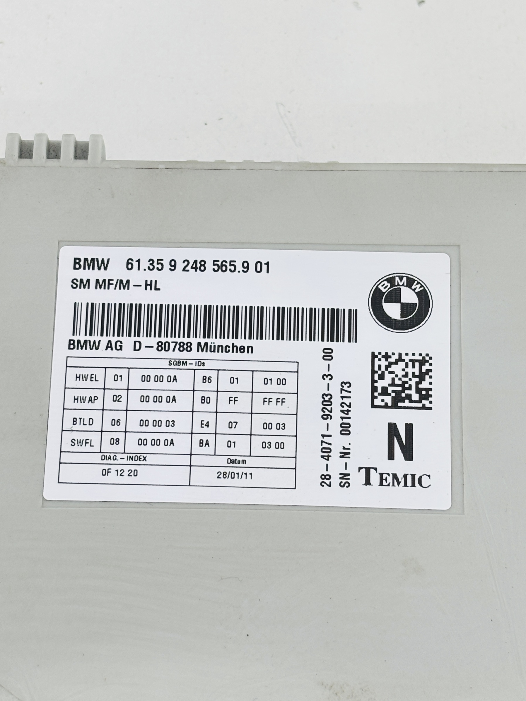 unidad de control asiento bmw 9248565 6 | 9248565 Unidad de control asiento BMW Serie 7 6 9248565 Unidad de control asiento BMW Serie 7 - Imagen 6