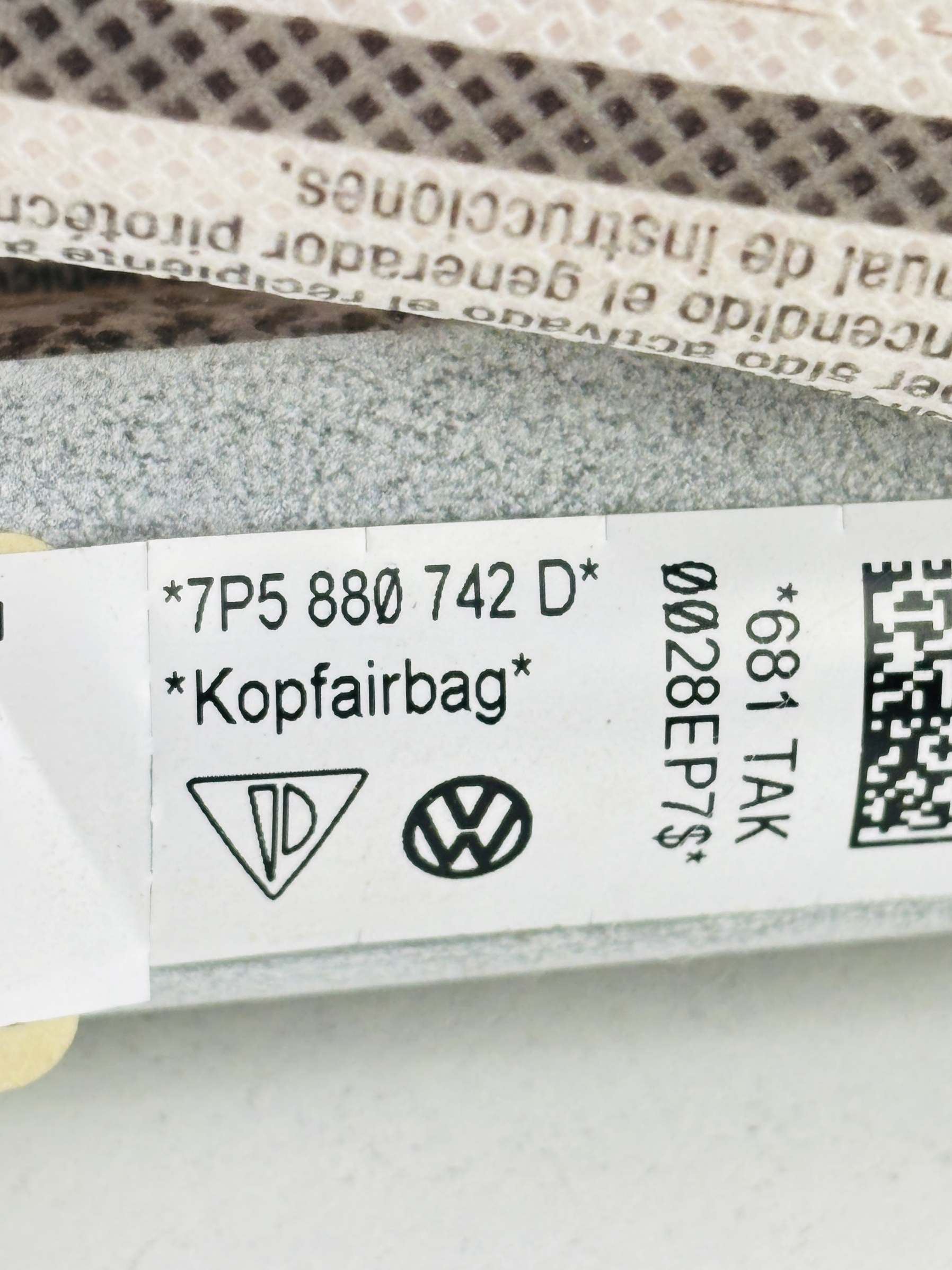 7P5880742D Airbag cortina izquierdo Porsche Cayenne 2010-2018 - Foto 6 7P5880742D Airbag cortina izquierdo Porsche Cayenne 2010-2018 - Imagen 6